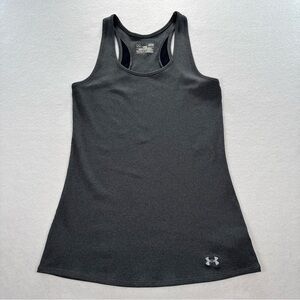 Under Armour Shirt Womens Large Gray Tee Tank Top Sleeveless Fitted Heat Gear